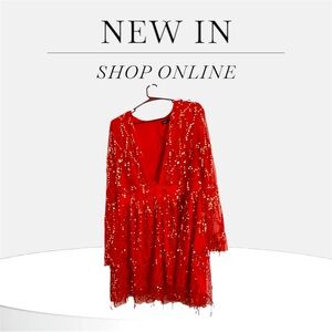 Elegant Red Sequin Dress
